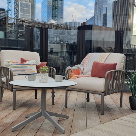 armchair seating on a high rise roof terrace